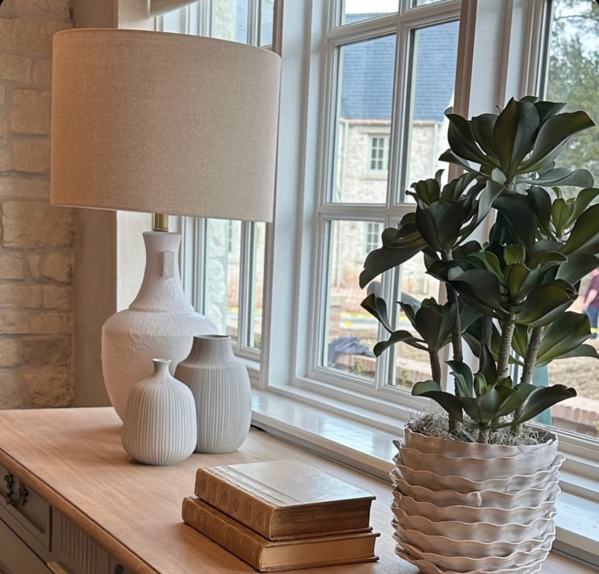 Cotswold inspired accessories on sideboard in Texas United States of America by Nineteen Interiors