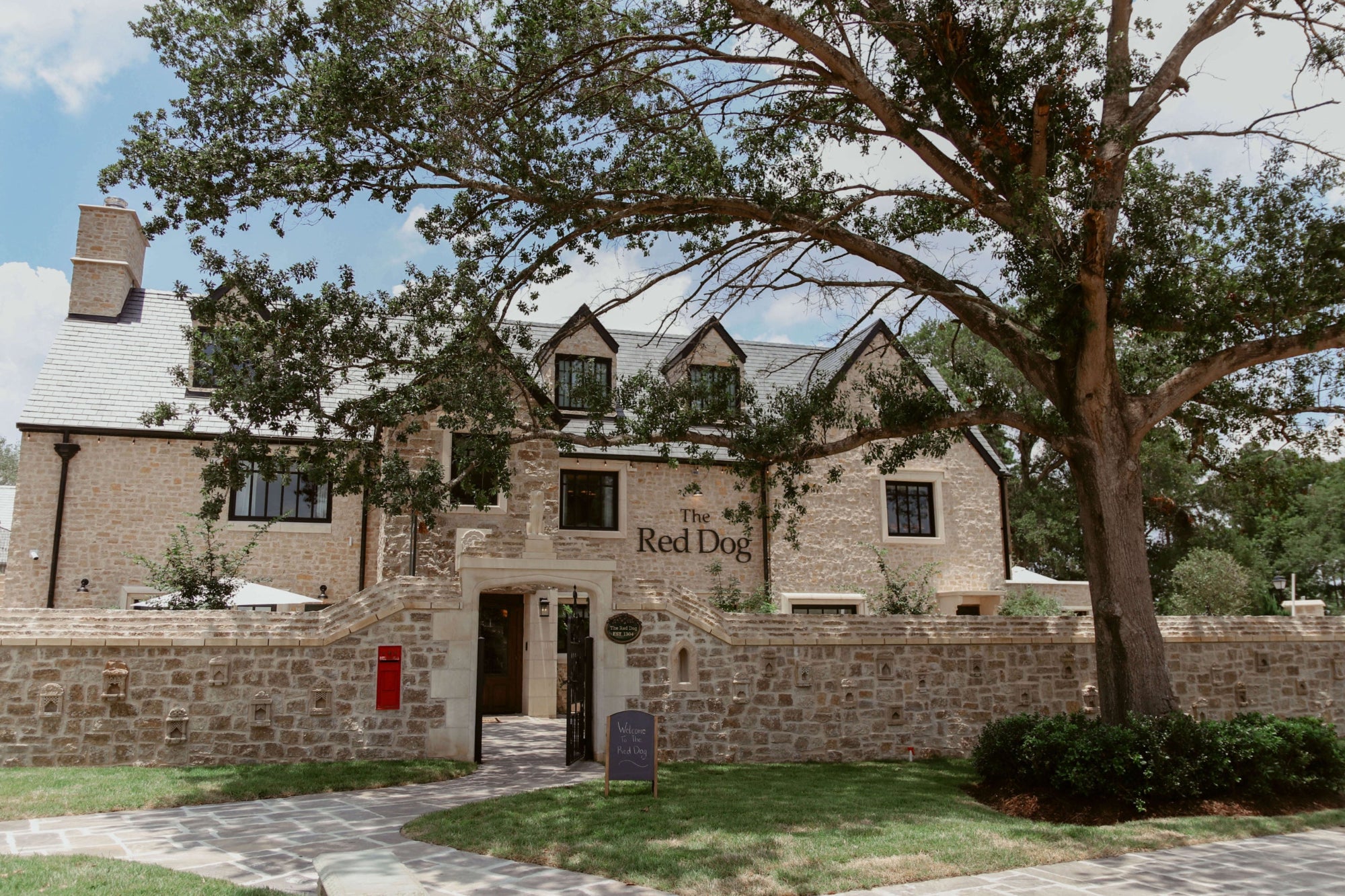 Stunning Cotswold inspired pub designed and built in The United States of America in Texas by Alexandra Brown, featuring conference space, a library and dining space